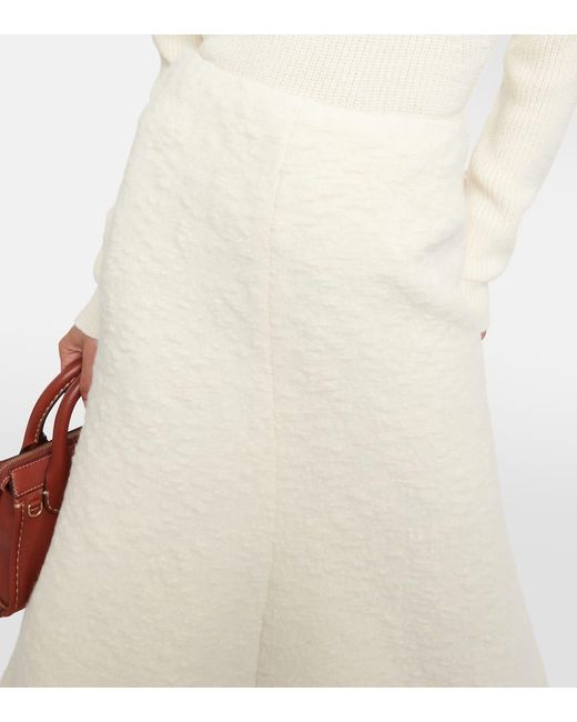 Falda Midi En Mezcla De Lana Chloé de color Natural