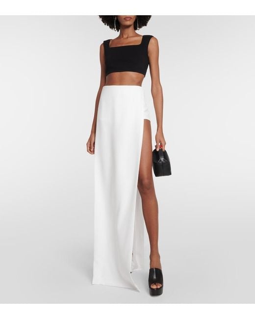 Monot White Side-Slit Jersey Maxi Skirt