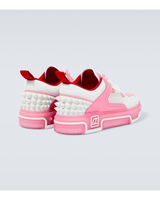 Christian Louboutin Pink Astroloubi Leather-trimmed Sneakers for men