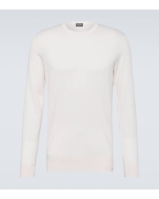 Zegna White Cashmere And Silk Sweater for men