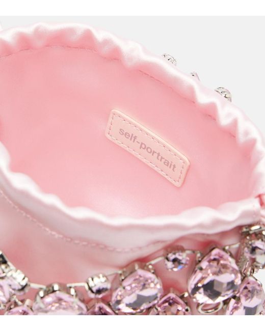 Self-Portrait Pink Mini Embellished Chainmail Clutch