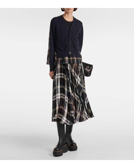 Gonna Midi A Quadri di Sacai in Black