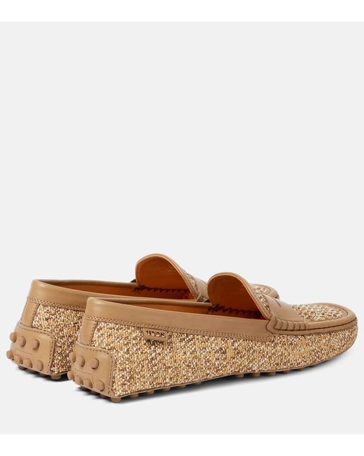Tod's Natural Gommino Leather-Trimmed Tweed Driving Shoes