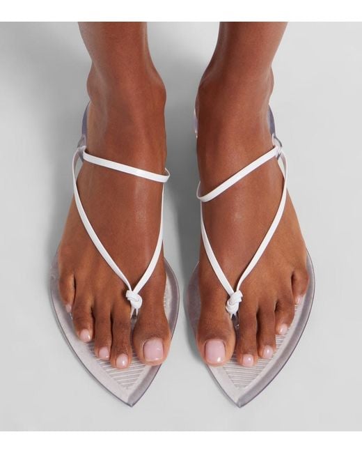 Alaïa White Invisible Leather Thong Sandals