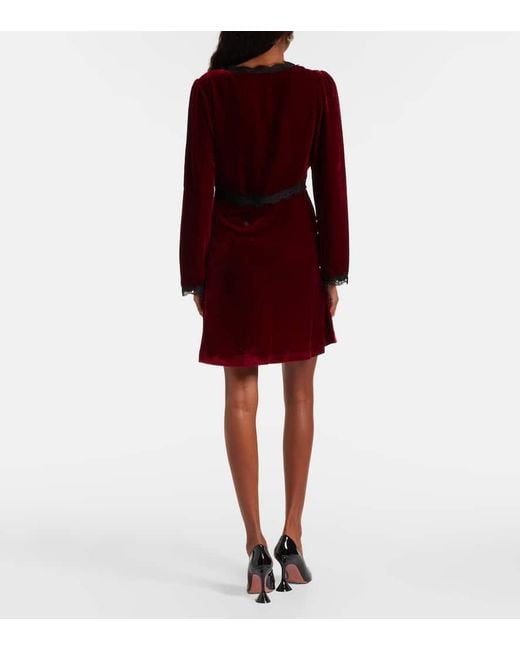 Rixo Red Minikleid Macie Aus Samt Mit Spitze