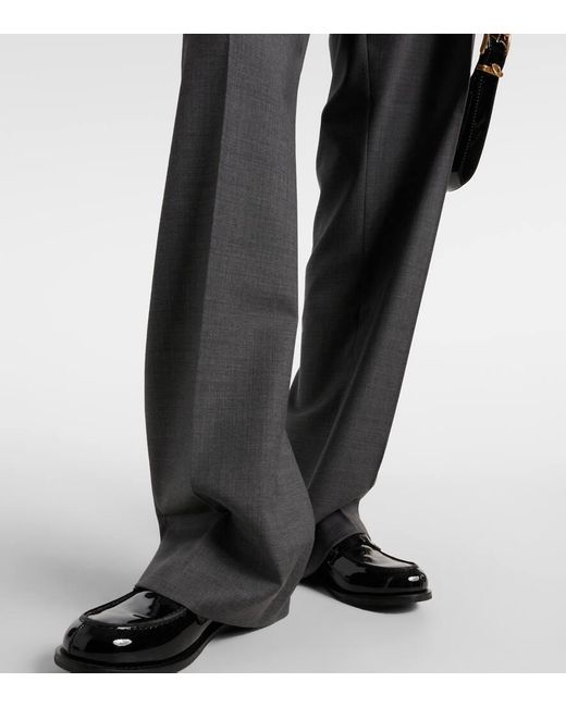 Pantalones de lana de tiro bajo Miu Miu de color Gray