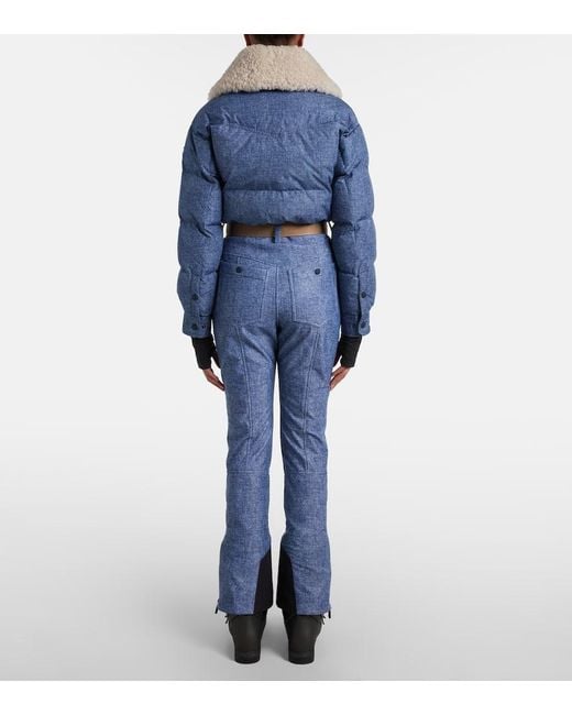 Moncler Blue Skianzug Mit Shearling