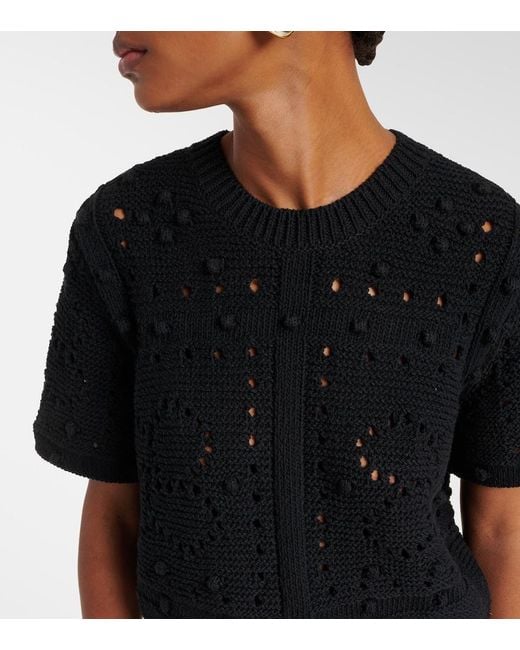Dorothee Schumacher Black Open-Knit Cotton-Blend Top