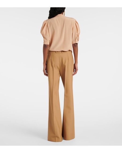 Chloé Natural Wool Grain De Poudre Flared Pants