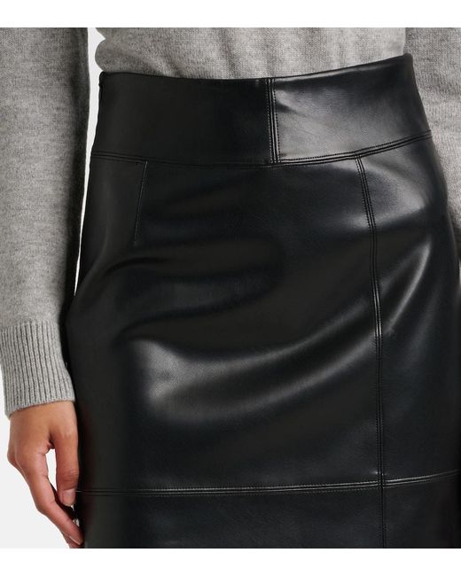 Max Mara Black Plata Faux Leather Midi Skirt