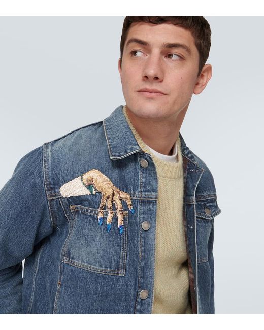 Undercover Blue Beaded Denim Jacket for men