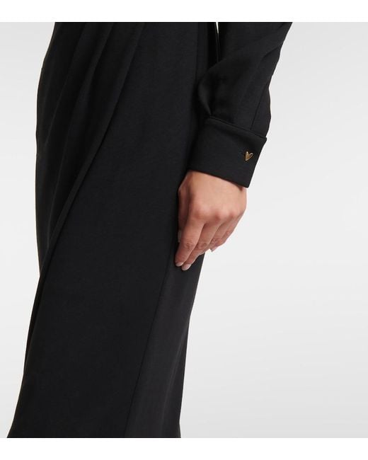 Max Mara Black Virtus Gathered Jersey Midi Dress