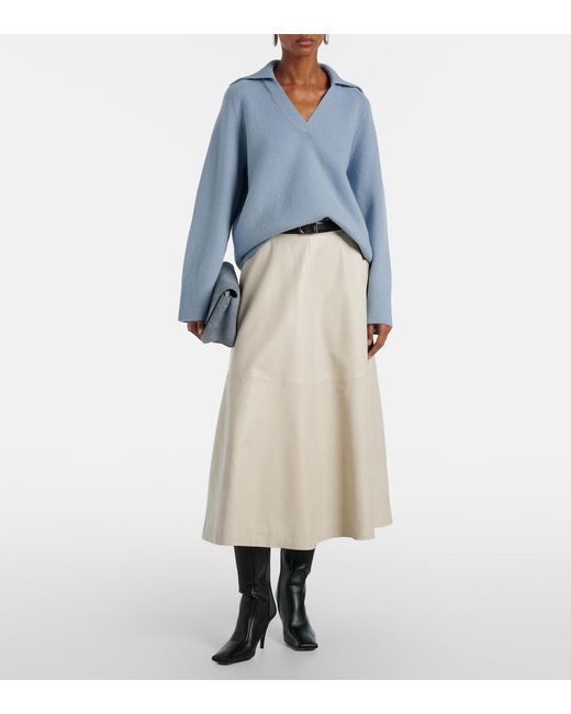 Vince Blue Wool And Cashmere-Blend Polo Sweater