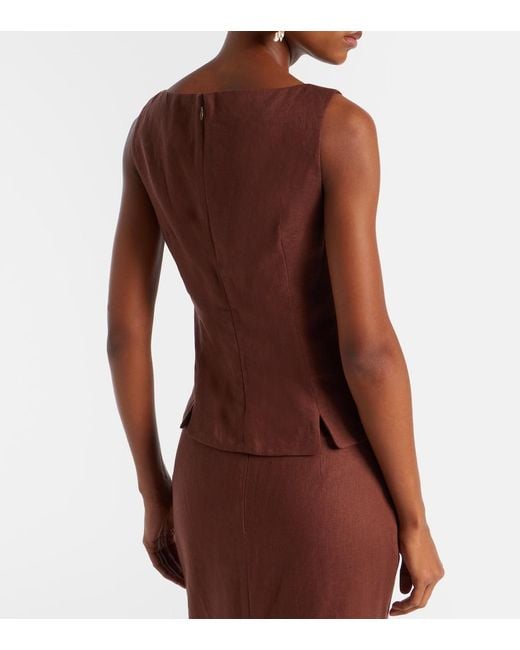 Posse Brown Sabine Linen Top