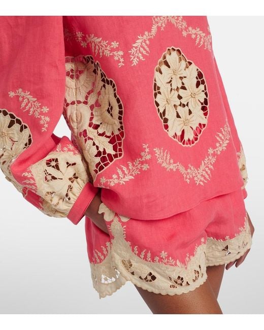 Valentino Pink Embroidered Linen Shirt