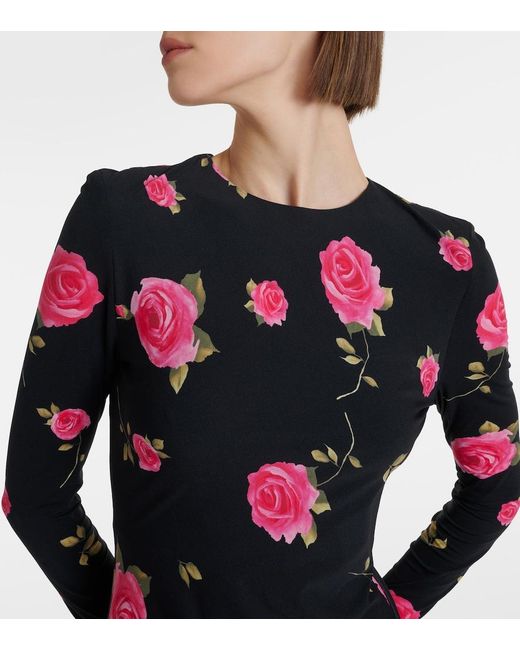 Magda Butrym Black Floral-Applique Gathered Maxi Dress