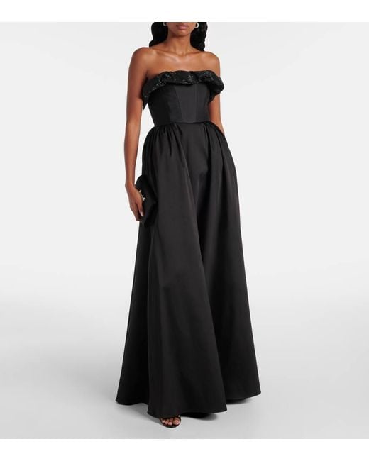 Roland Mouret Black Ruffled Strapless Gown