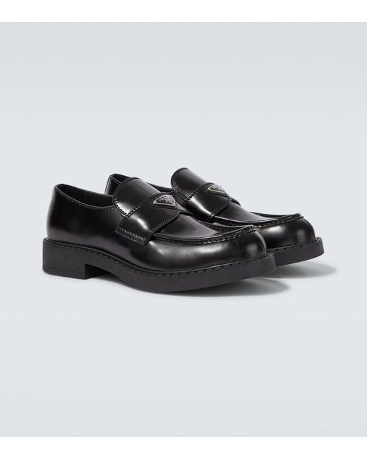 Prada Black Chocolate Leather Loafers for men
