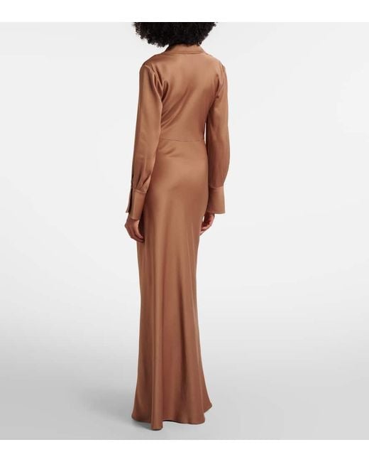 Jonathan Simkhai Brown Adelle Draped Satin Gown