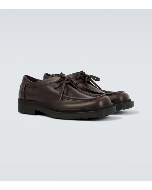 Bottega Veneta Black Ben Intrecciato Leather Lace-Up Shoes for men