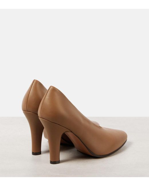 The Row Brown Prudens Leather Pumps