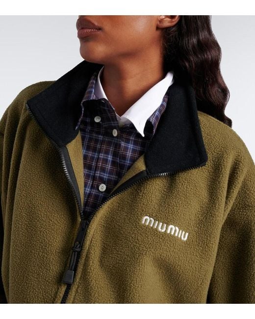 Miu Miu Green Oversized Fleece Jacket