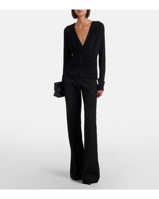 Sportmax Blue Ruched Crepe Top