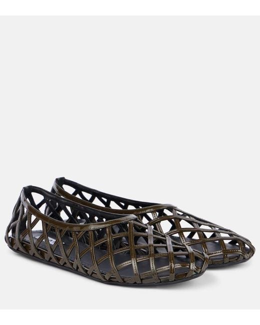 Alaïa Black Cage Leather Ballet Flats