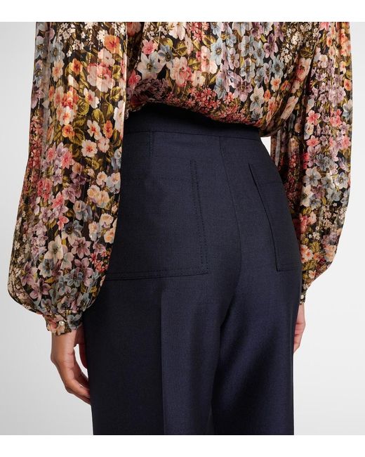 Valentino Blue Wool And Mohair Flared Pants