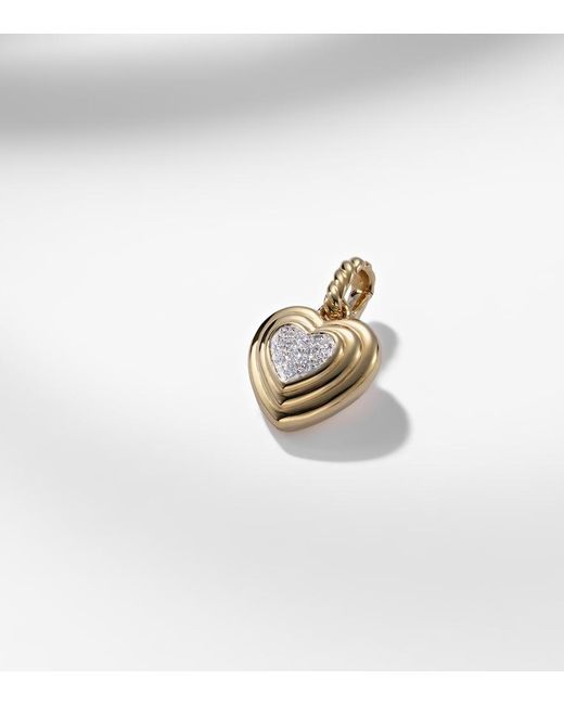 David Yurman Metallic Puffy Heart Amulet 18Kt Pendant With Diamonds