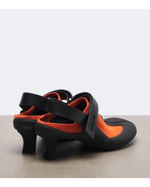 Loewe Red Dive Slingback Suede Pumps