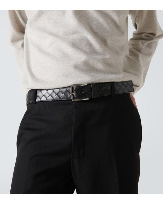 Bottega Veneta Black Intrecciato Leather Belt for men