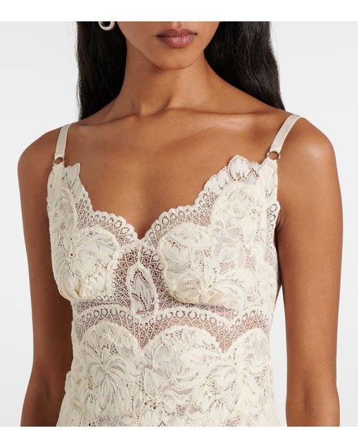 Robe Longue En Dentelle Rabanne en coloris White
