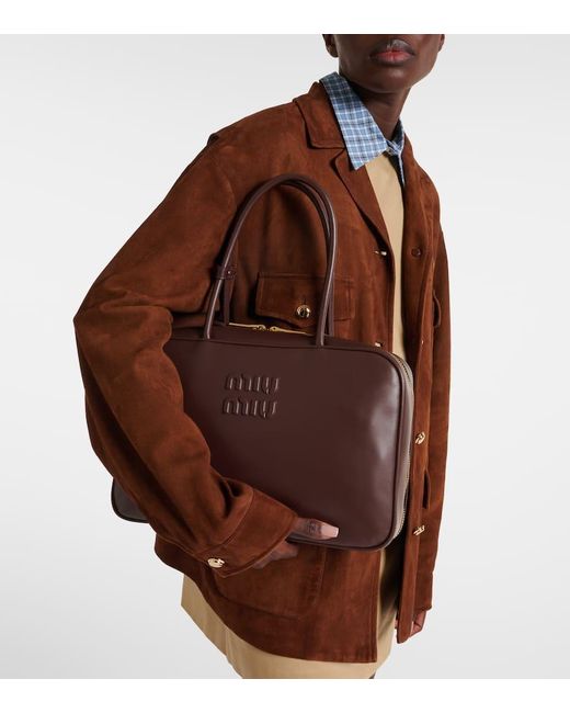 Miu Miu Brown Beau Large Leather Tote Bag