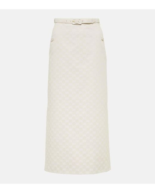 Gucci White Gg Gabardine Midi Skirt