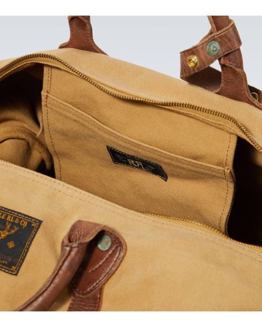 RRL Brown Leather-trimmed Duffel Bag for men