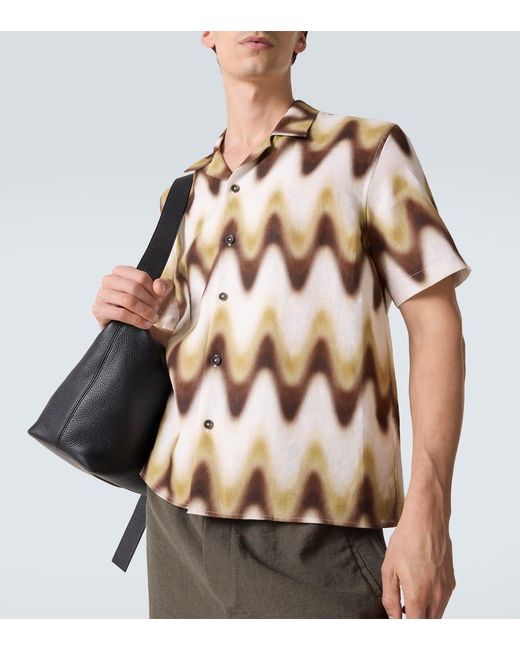 Commas Metallic Printed Linen Bowling Shirt for men