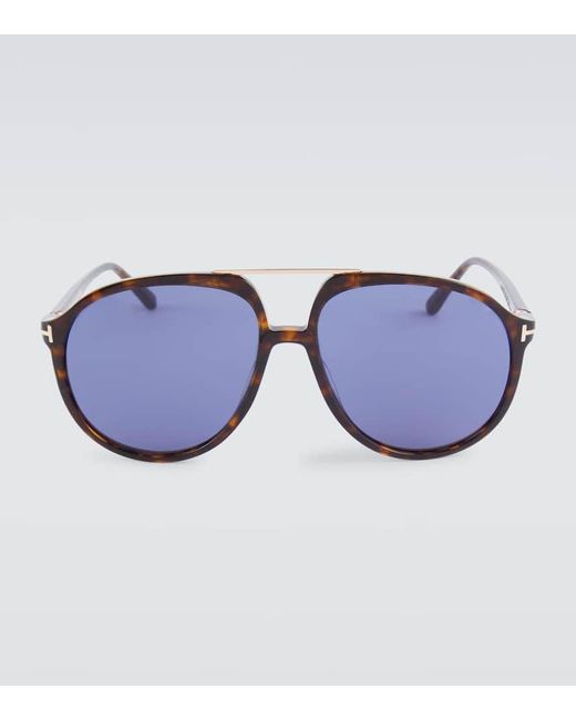Gafas de sol de aviador Archie Tom Ford de hombre de color Blue