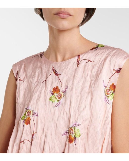 Emilia Wickstead Pink Meave Floral Satin Minidress