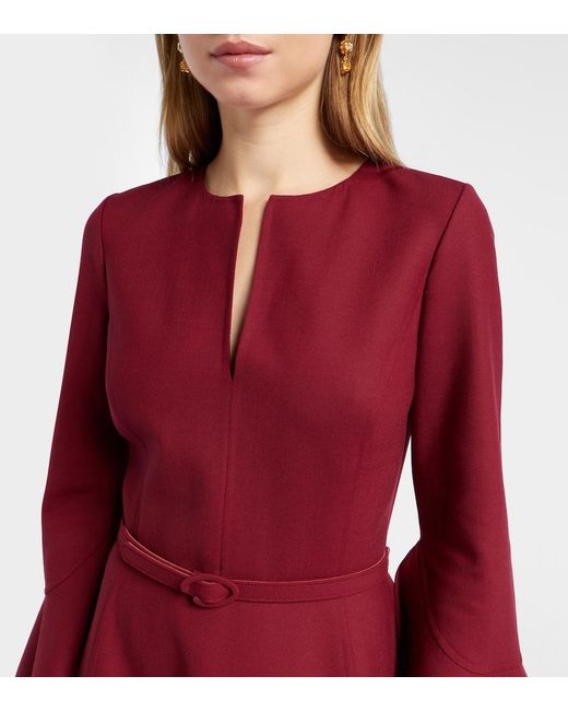 Oscar de la Renta Red Wool-Blend Midi Dress