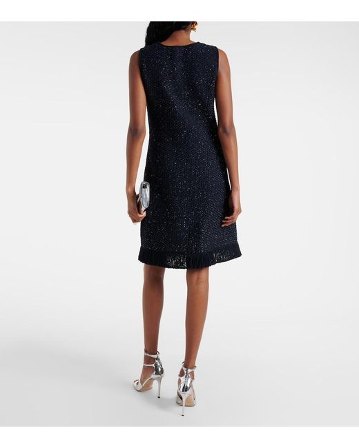 Oscar de la Renta Black Cotton-Blend Tweed Minidress