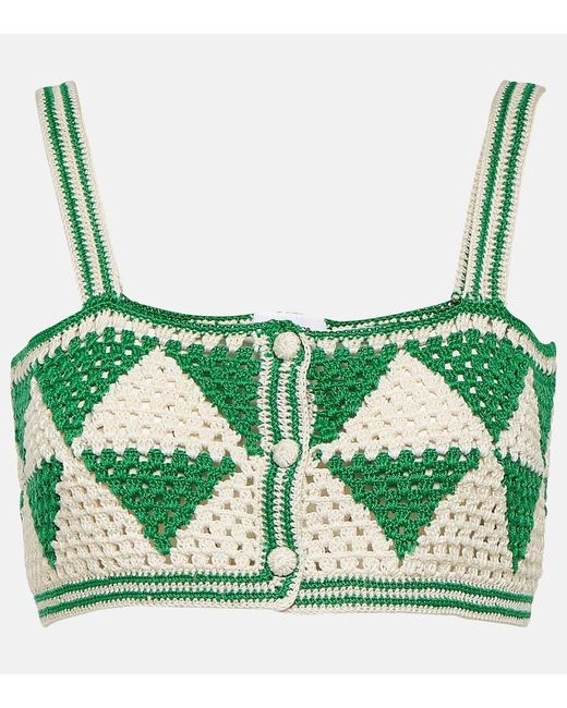 Top cropped Maija in crochet di Anna Kosturova in Green