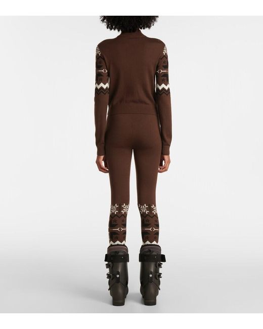 Perfect Moment Brown Nordic Intarsia High-Rise Wool Leggings