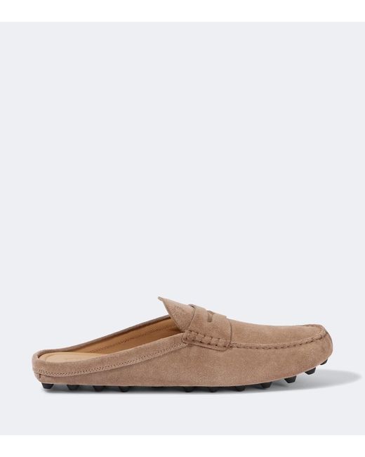 Tod's White Gommino Bubble Suede Mules for men