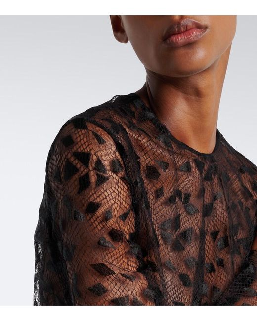 Fendi Black Sheer Lace Top