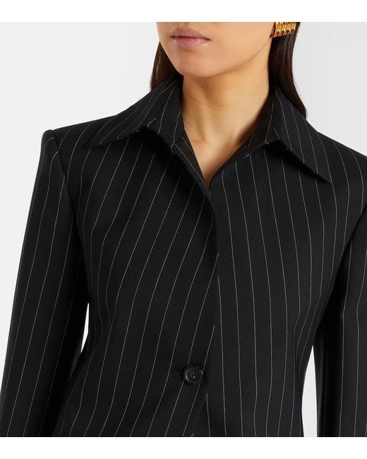 Blazer Rive De Gabardina En Mezcla De Lana A Rayas Sportmax de color Black