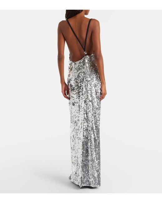 Coperni Gray Draped Sequined Gown