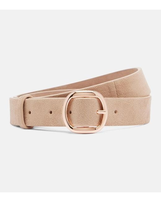 Gabriela Hearst Natural Elster Thin Suede Belt