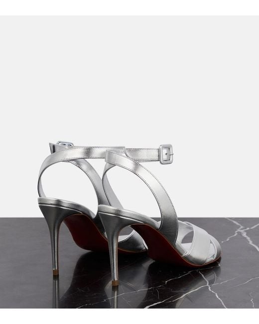 Christian Louboutin White Mariza 85 Metallic Leather Sandals