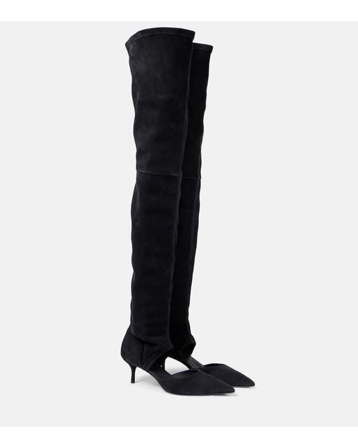 Alaïa Black Stretch 55 Suede Over-The-Knee Boots
